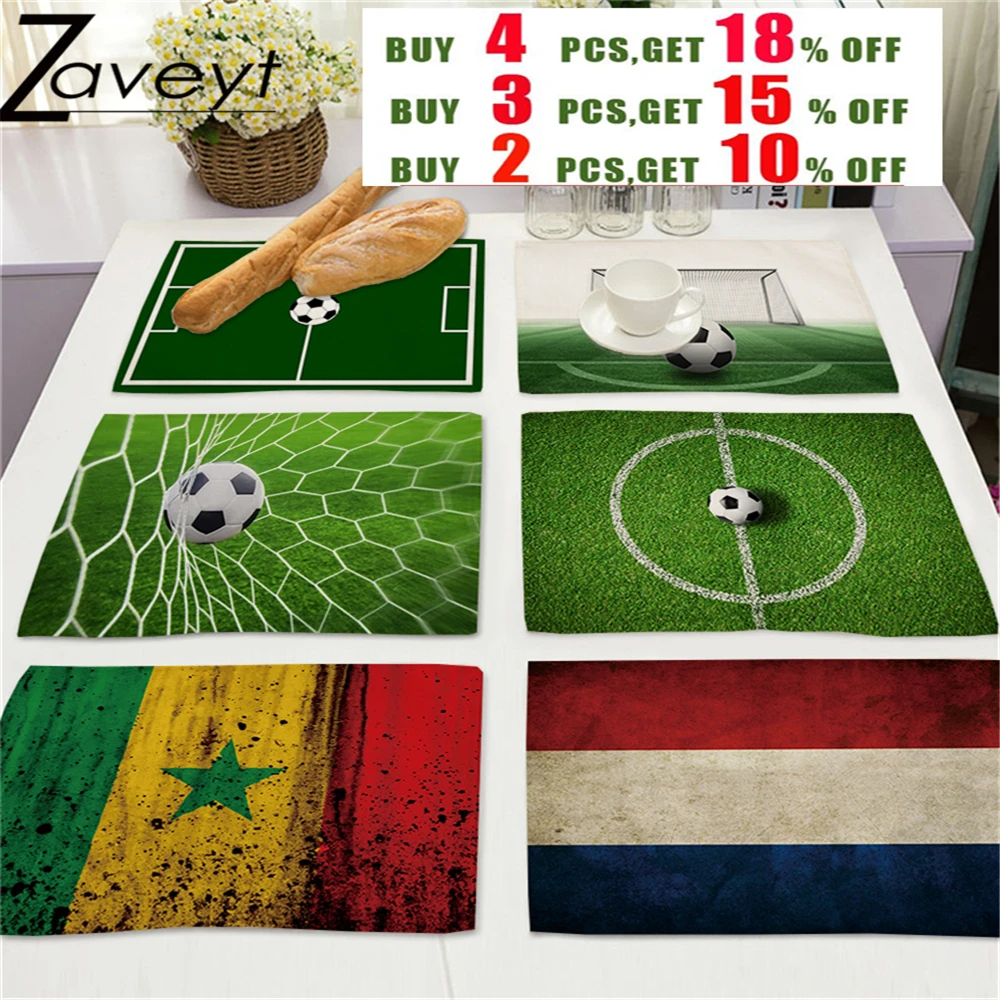 

Netherlands Senegal Retro Flag 2022 Football Field Series Print Linen Placemat Soccer Club Party Decor Dinning Mat Drink Pad