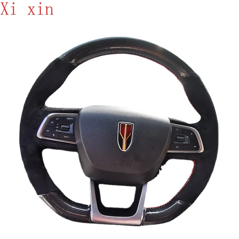 

DIY Private custom leather carbon fiber hand sewn steering wheel cover for Hongqi H5 H7 H9 HS5 HS3 hs7 non slip and breathable