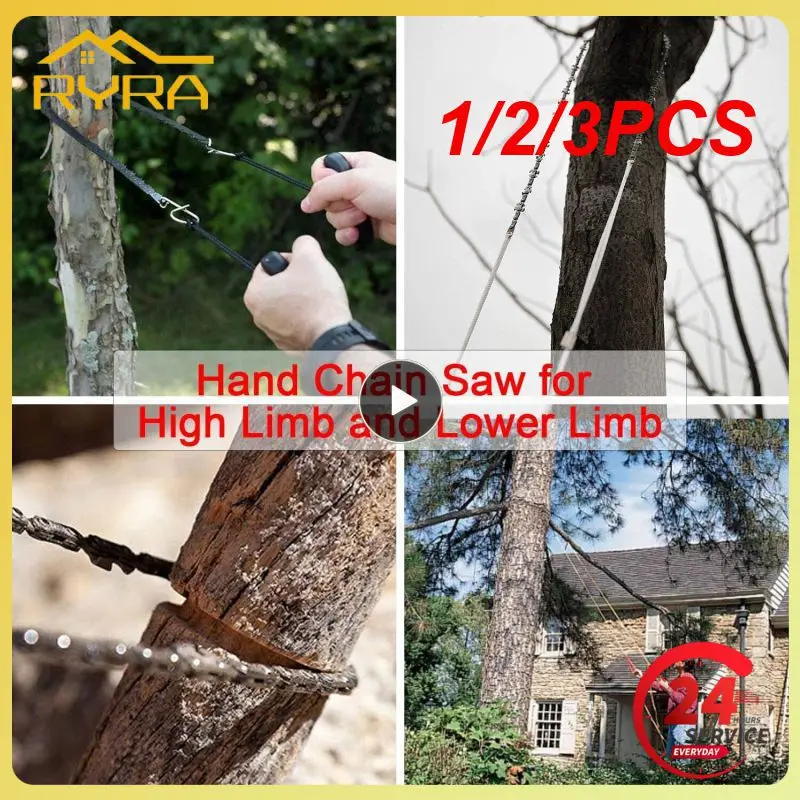 

1/2/3PCS Inch Hand Rope Chain Saw Sharp Manual Tree Limb Chain Saw with 68 Teeth Folding Pocket Rope Chainsaw Tree Cutting Tool