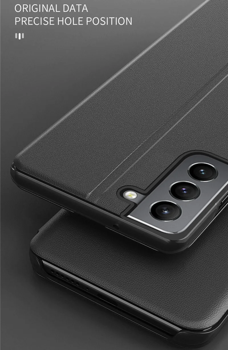 Flip Leather Phone Case For Samsung Galaxy S22 Plus 5G Luxury Smart Window View Magnetic Book Stand Cover For S22 Ultra Funda