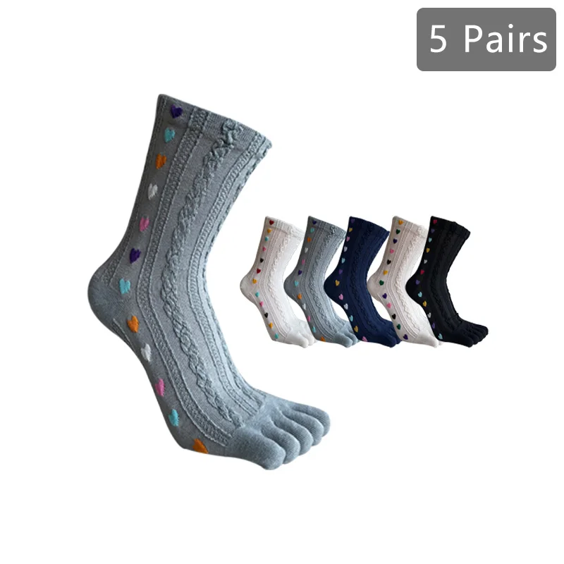 Женские Хлопковые Носки С 5 Пальцами Для Девочек