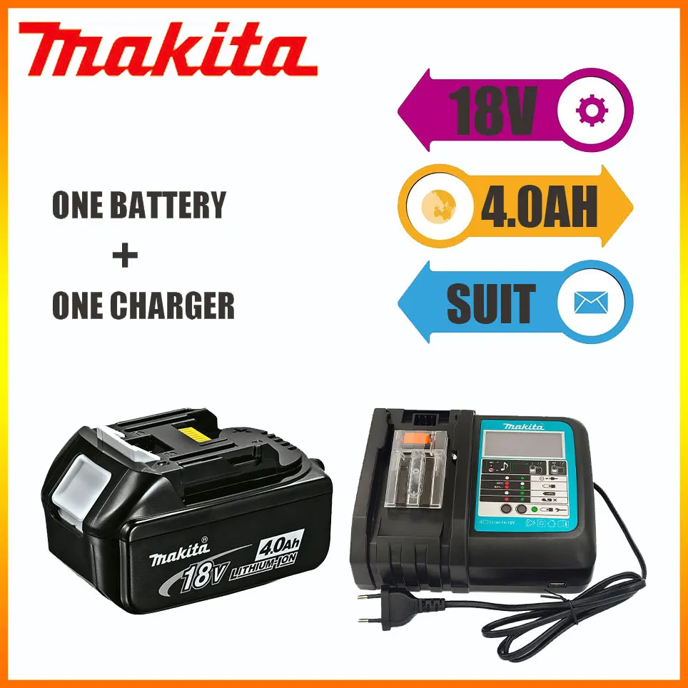 

4000mAh 100% Original Makita 18V 4.0Ah Rechargeable Power Tools Battery with LED Li-ion Replacement LXT BL1860B BL1860 BL1850