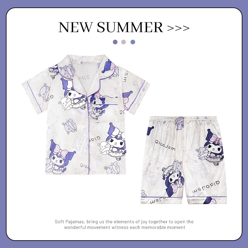 Пижама для девочек летние шорты из вискозы с коротким рукавом тонкая домашняя