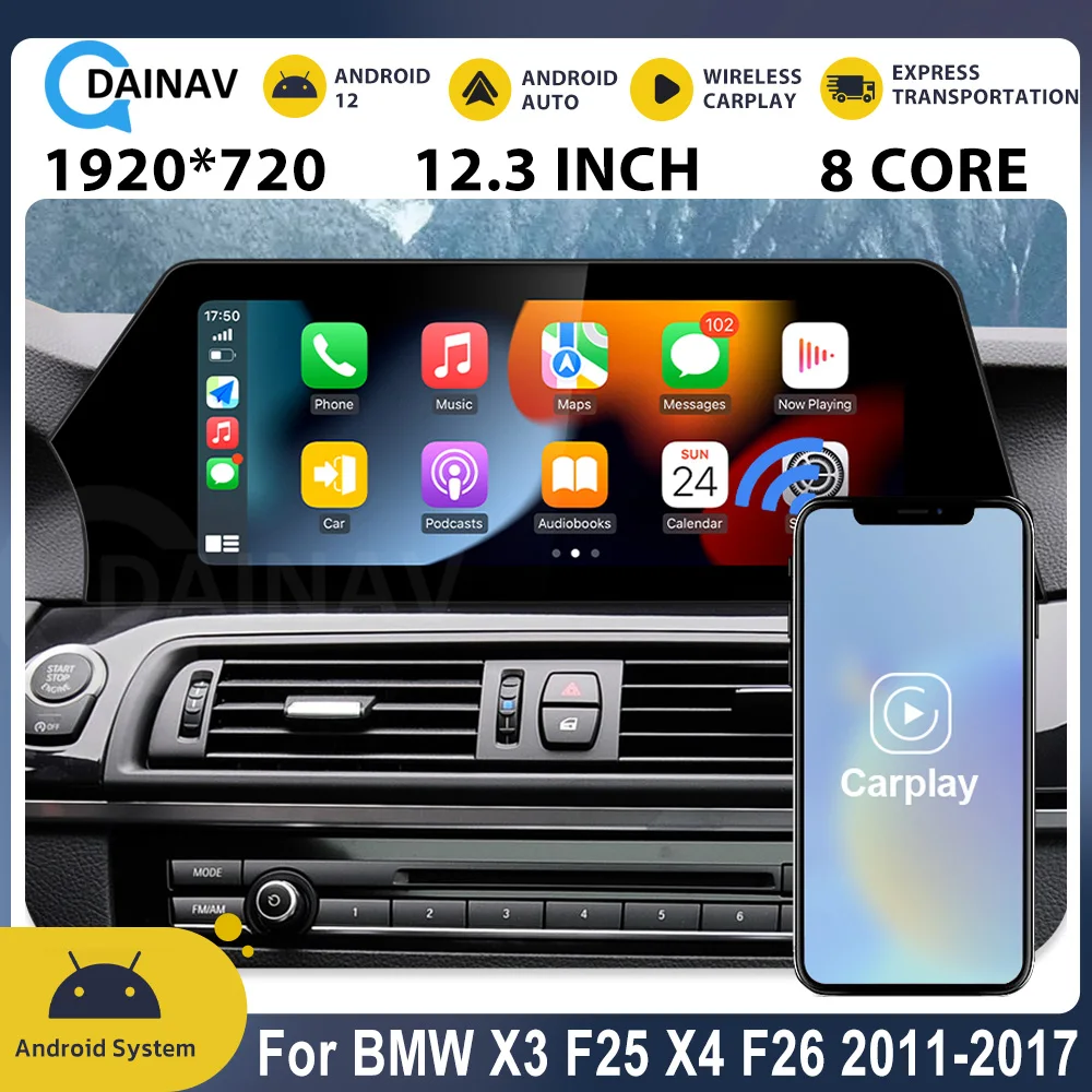 

Qualcomm Snapdragon 662 Android 12 For BMW X3 F25 X4 F26 2011 2012 -2017 CIC NBT EVO Car Radio 8G+256GB GPS Multimedia Player