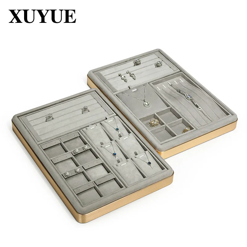 New Jewelry Display Tray Metal Grey Ring Necklace Jewelry Display Counter Look Pallet Shoot Jewelry Tray