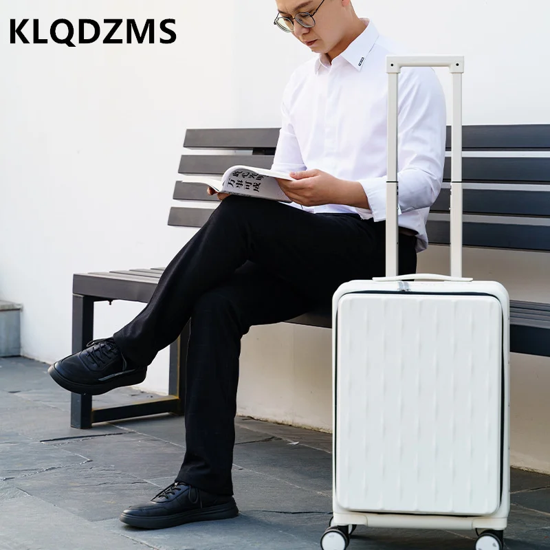 KLQDZMS Front Opening Computer Luggage Female 20 Mute Universal Wheel Boarding Case Waterproof Portable Suitcase Male