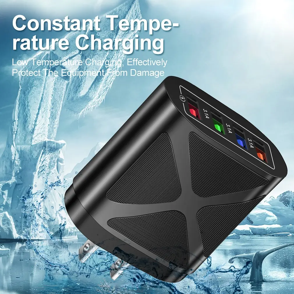 

USB Charger 3.1A 4 Ports Quick Charge Universal Wall Mobile Phone Chargers Fast Charging Wall Charger For Home Travel