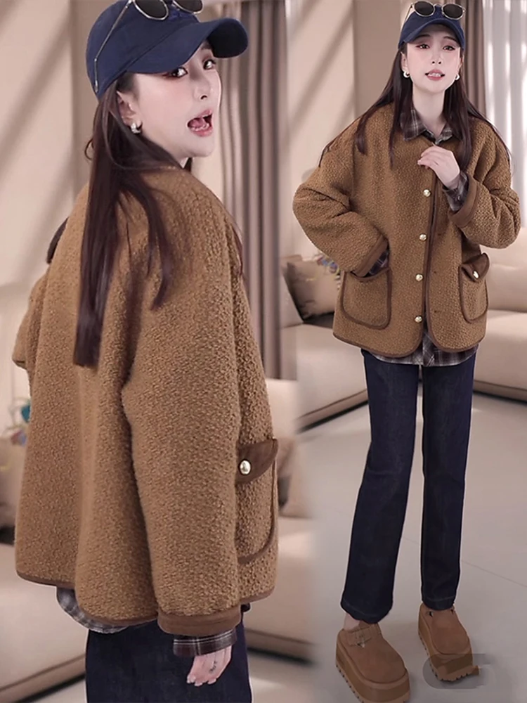 Lamb Wool Outerwear Women Short Autumn New 2024 Korean Sle Loose High-Grade Fur Integrated Graceful Top