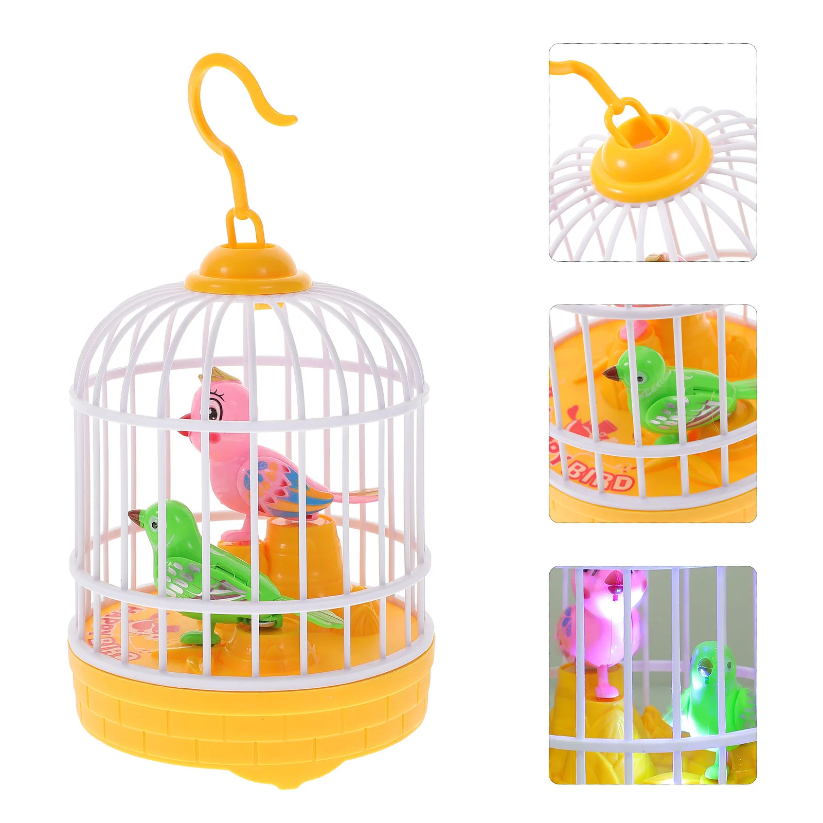 

Поющая птичья клетка с голосовым управлением, электрическая Интерактивная птица для детей на день рождения, школьный фотоподарок без (желтый)