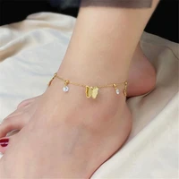 new classic gold color plated butterfly bohemia chain anklets for women crystal beach barefoot sandal bracelet ankle on the leg