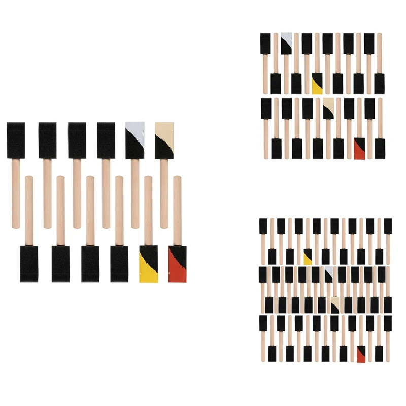 

Щетка из пенопласта 1 дюйм, набор кистей с деревянной ручкой светильник и прочная, идеально подходит для окрашивания и очистки