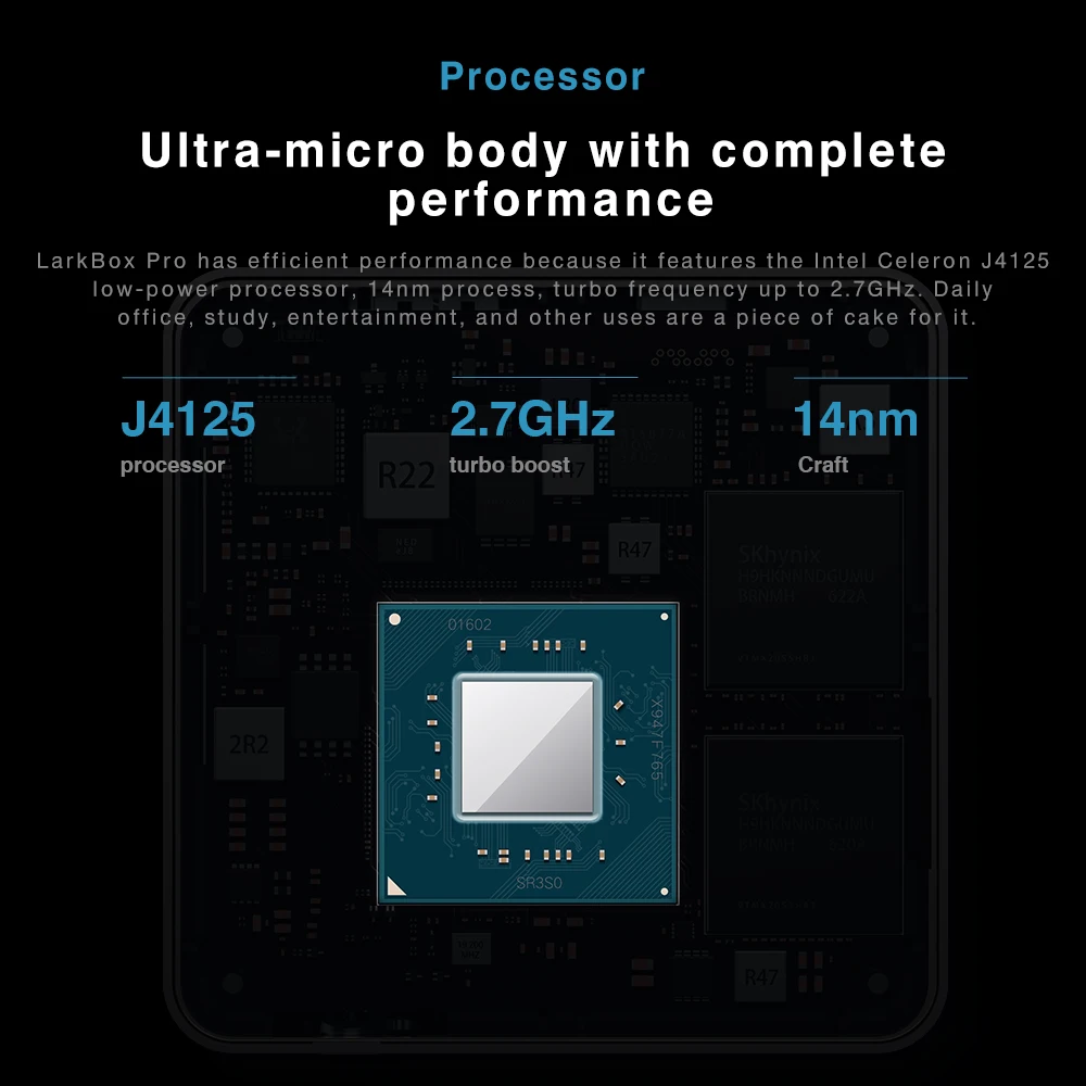 CHUWI LarkBox Pro 4K мини-ПК Intel Celeron J4125 четыре ядра 6 ГБ ОЗУ 128 Гб ПЗУ Windows 10 Настольный