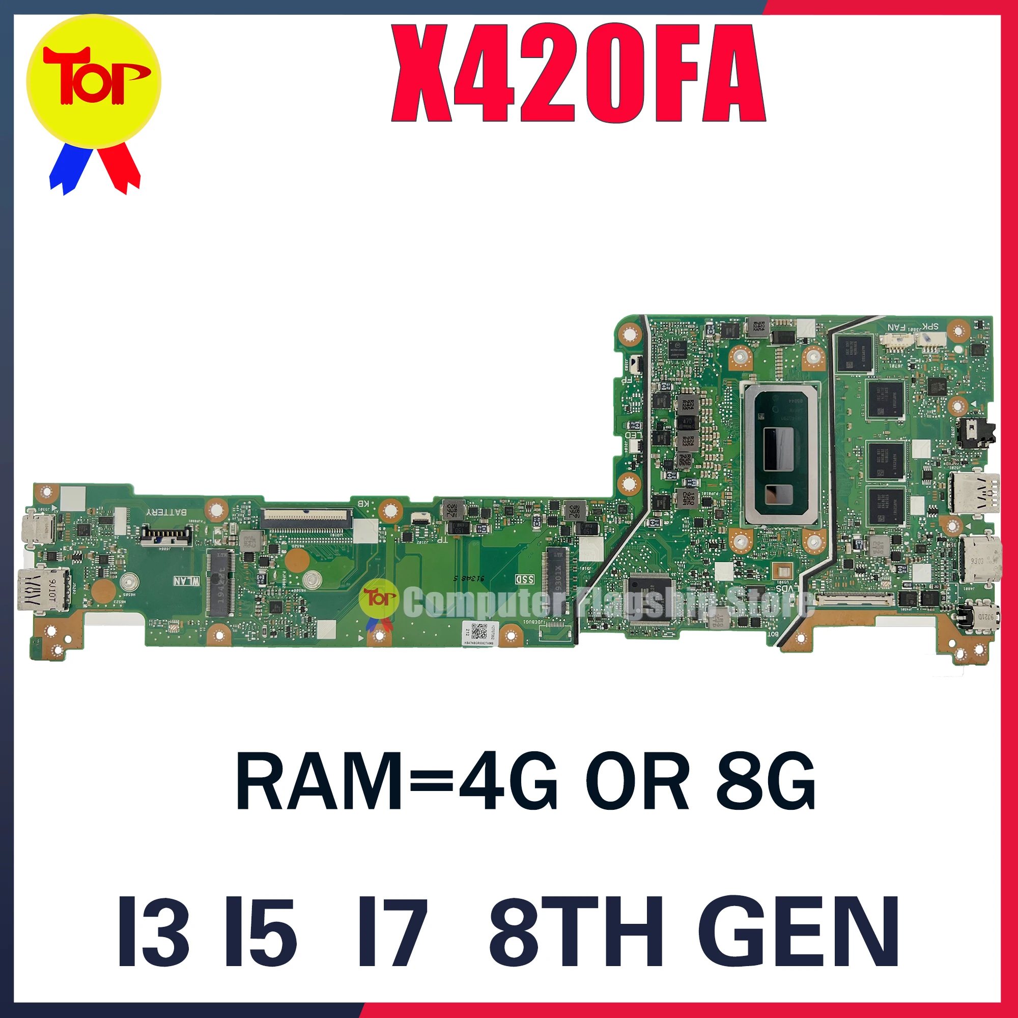 Материнская плата KEFU X420F для ноутбука ASUS X420FA Y406F, A420F, F420F, Φ, 4 ГБ или 8 ГБ ОЗУ, материнская плата 100% рабочий Материнская плата KEFU X420F для ноутбука ASUS X420FA Y406F, A420F, F420F, Φ, 4 ГБ или 8 ГБ ОЗУ, материнская плата 100% рабочий