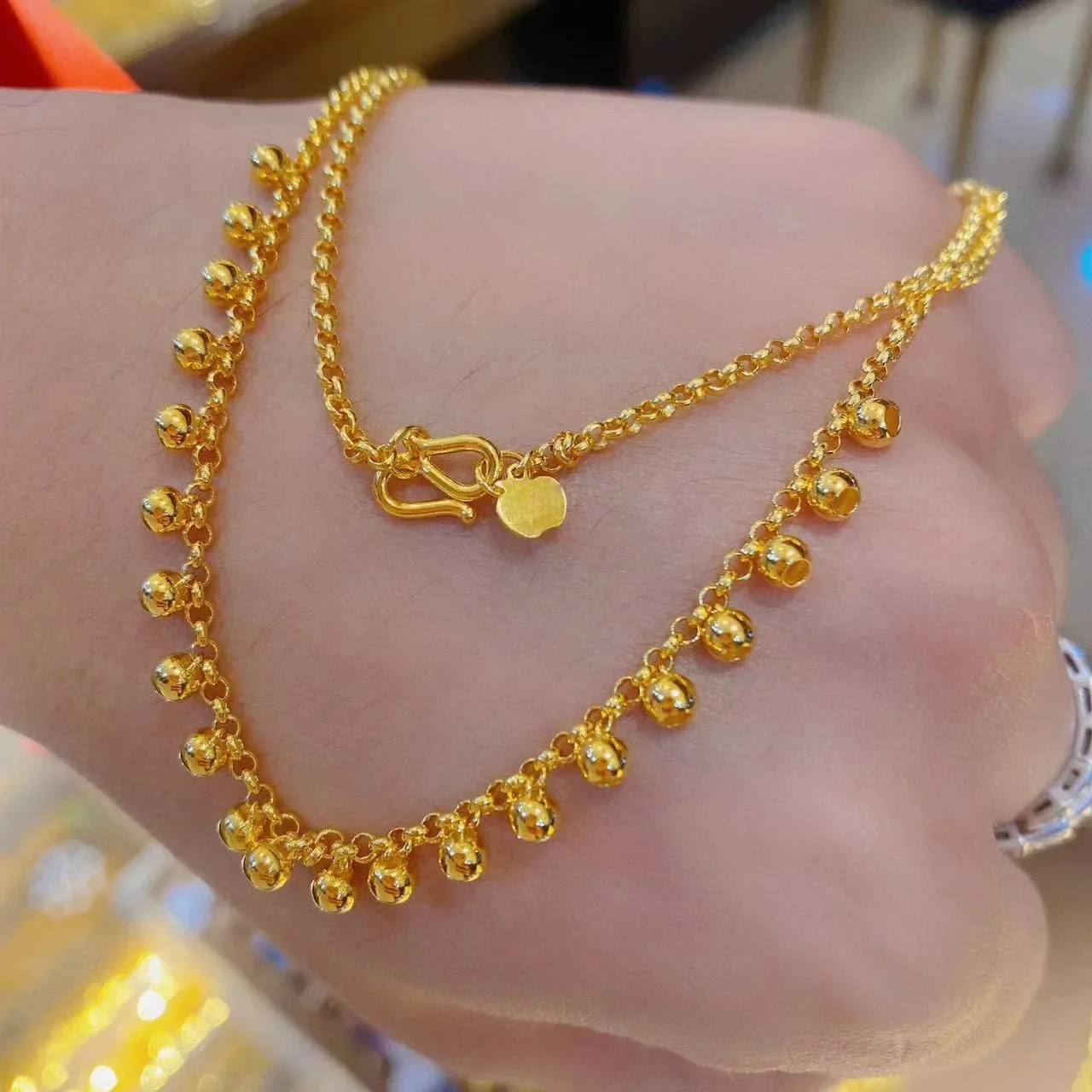 Новое ожерелье из настоящего золота 9999 24 карата с фиолетовым облаком и волшебным