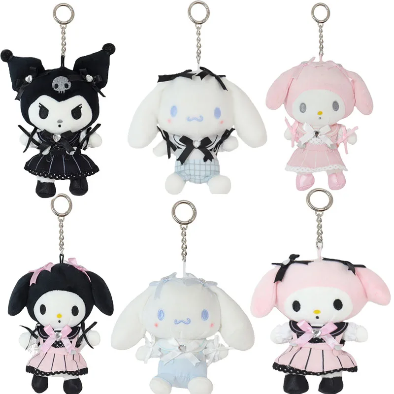 

Kawaii Sanrioed Плюшевая Кукла сумка кулон игрушка Kuromi kt Cinnamorol аниме мультфильм милый брелок украшение Рождественские подарки для детей