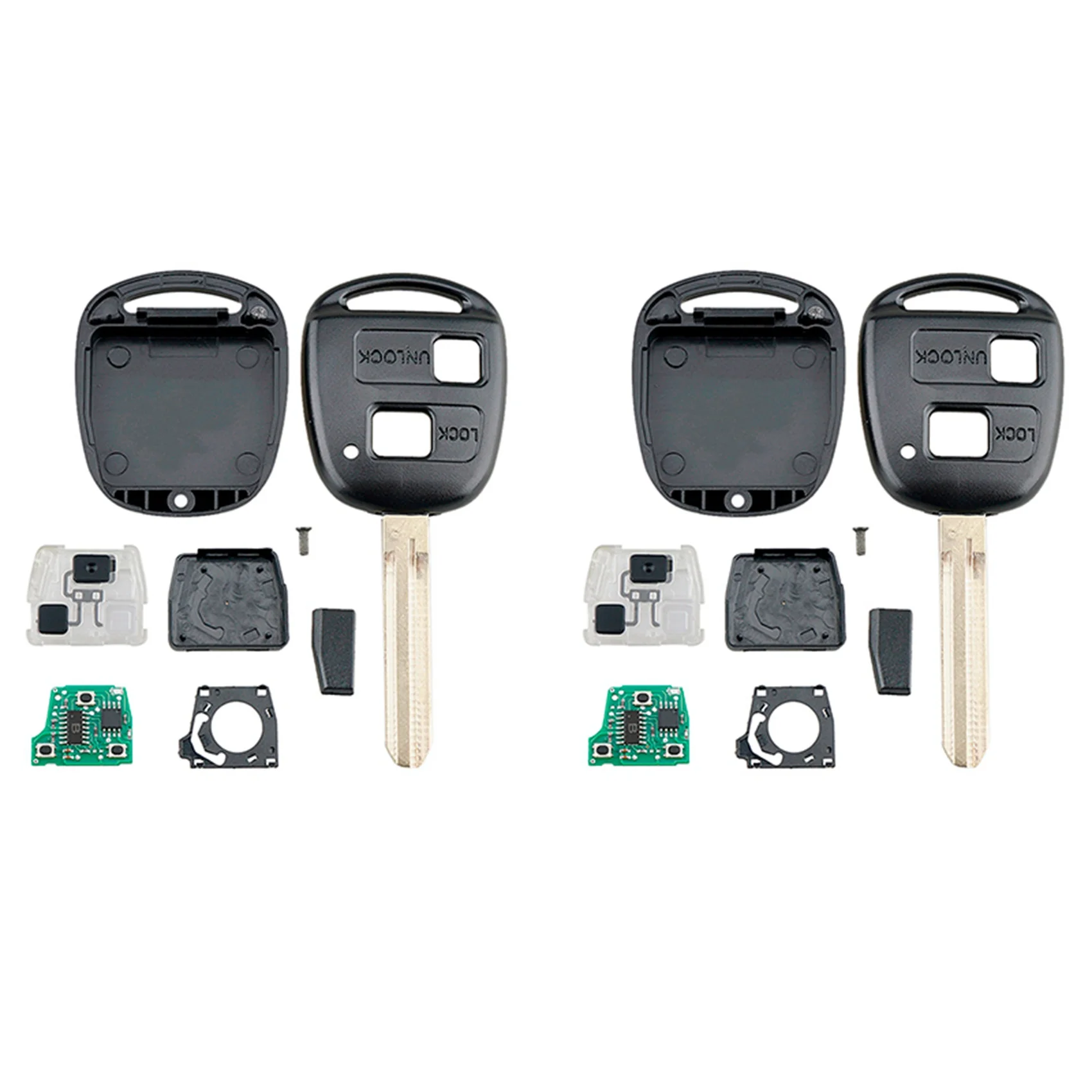 

2X Car Smart Remote Key 2 Buttons 4C Chip Car Key Fob Fit for Toyota Corolla 2001-2007 304MHZ