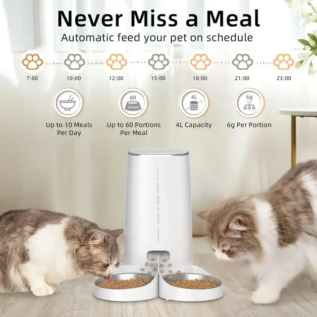 ROJECO Automatic Cat Feeder - 2 bays 3