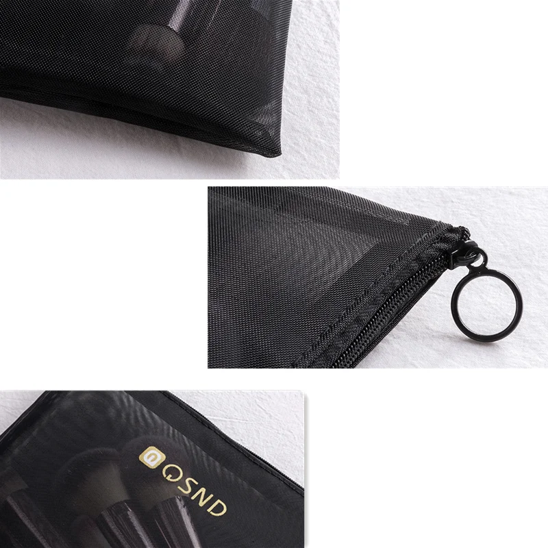 Черная сетчатая косметичка женская органайзер портативный мешочек для