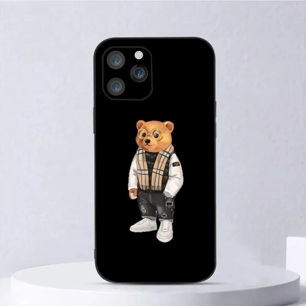 Baron F-Filou Bear Fashion Phone Case For iPhone15 14 13 12 11 Pro Max Plus Mini X XS XR 8 7 6 S SE Soft Black
