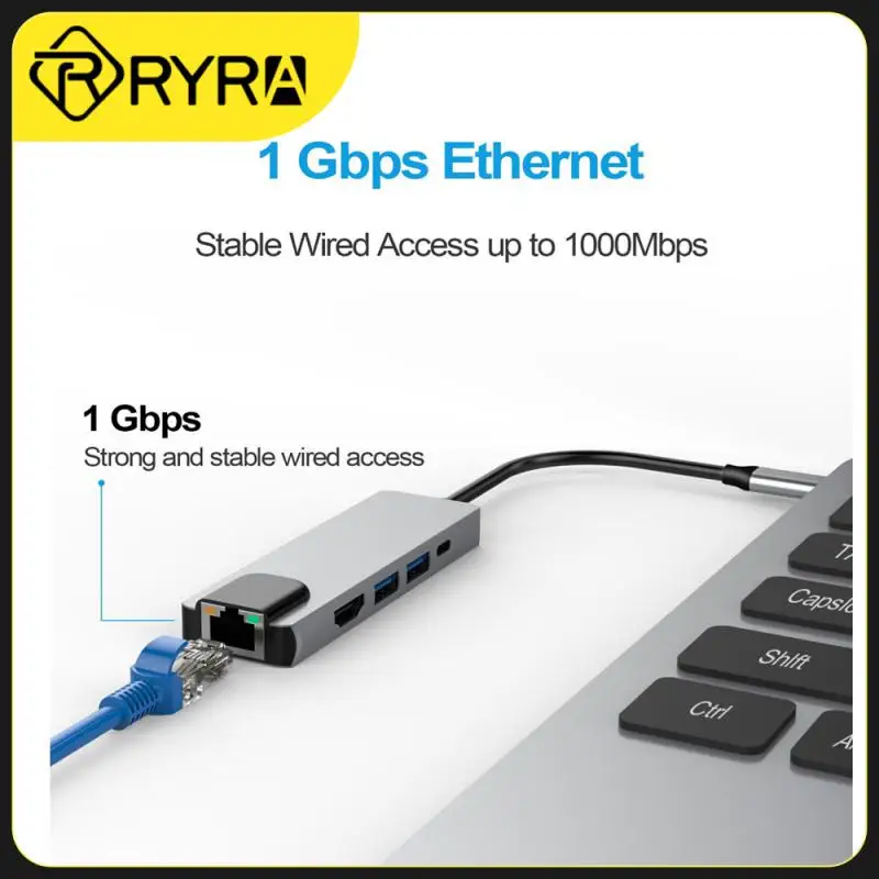 

RYRA five in one Docking station USB hub gigabit network port docking station 4K HD