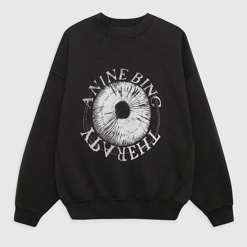 2024 ранняя осень новинка Niche AB черный женский свитер с принтом глаз изади граффити