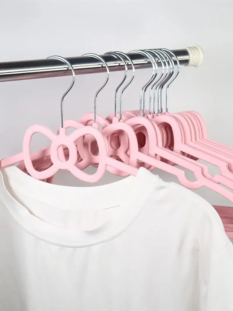 

10PCS-Cute Bow Hanger Clothes Hanger Racks Portable Plastic Display Hangers Windproof Coats Hanger Clothing Organizer