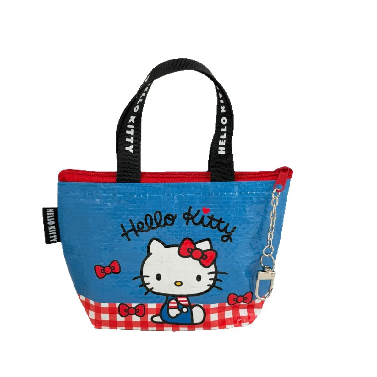 Фото Мини-сумка Sanrio Kuromi, легкая тканая сумка-тоут, портативный кошелек для монет, брелок для ключей, набор держателей для карт, милый мультяшный чехол, подарок для женщин и девочек №5