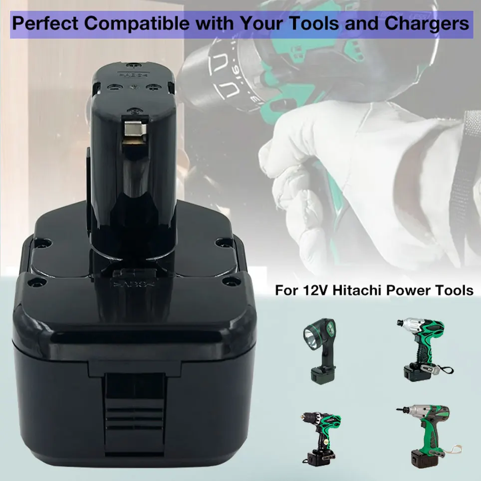 

12V Ni-CD 12800mAh Cordless Power Tool Battery for Hitachi EB1214S EB1212S EB1214L Eb1220bl Eb1220hl Eb1220hs Eb1220rs