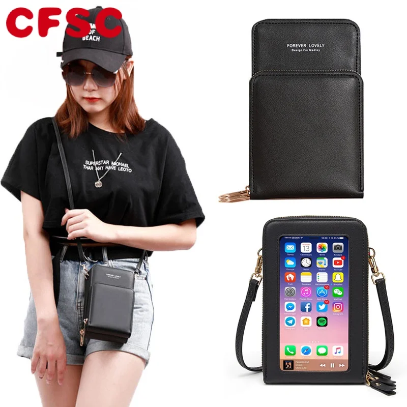 

Women Bag 2023 New Fashion Touch Screen Shoulder Cell Phone Bag Mini Crossbody Bags Leather Mobile Wallet Purses Bags For Women