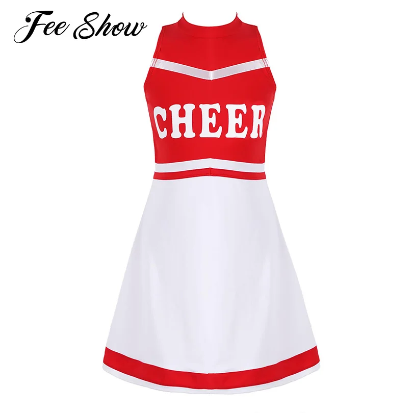 

4-16 Years Kids Girls Tennis Dress Sleeveless Cheer Printed High Waist Sports Dress for Tennis Badminton Golf Cheerleading Dress