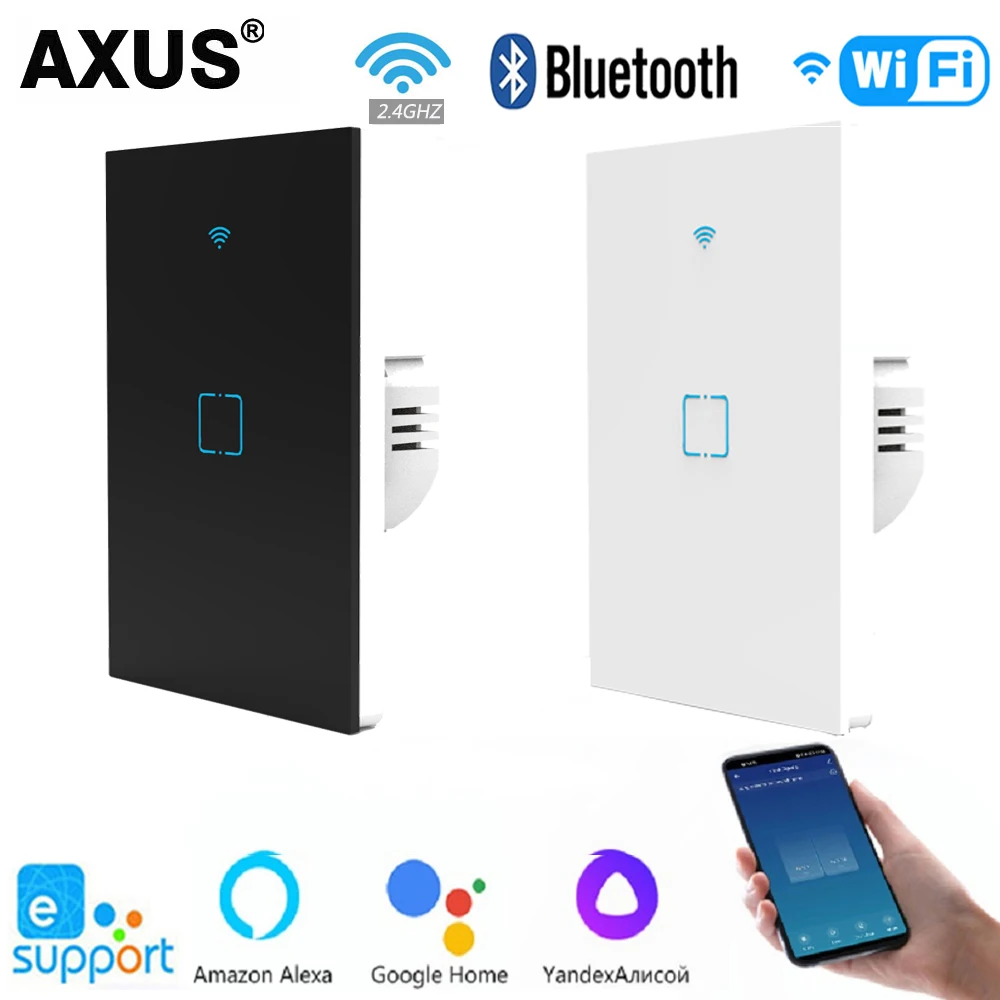 

AXUS Wifi Smart Switch EWelink App Bluetooth RF Alexa Google voice control Neutral wire/No neutral EU/US Wall Touch light switch