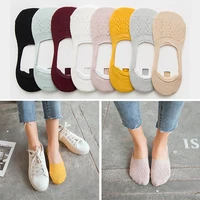 5 pairs of 5 colorsbreathable womens shallow mouth cotton non slip invisible boat socks summer comfortable and breathable cute