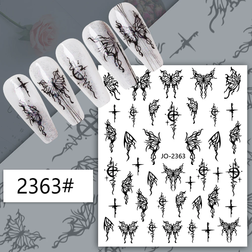 

Hollow Butterfly Stickers For Nails Black White Butterfly Stars Moon Adhesive Sliders Wraps Manicure Gel Polish Decals