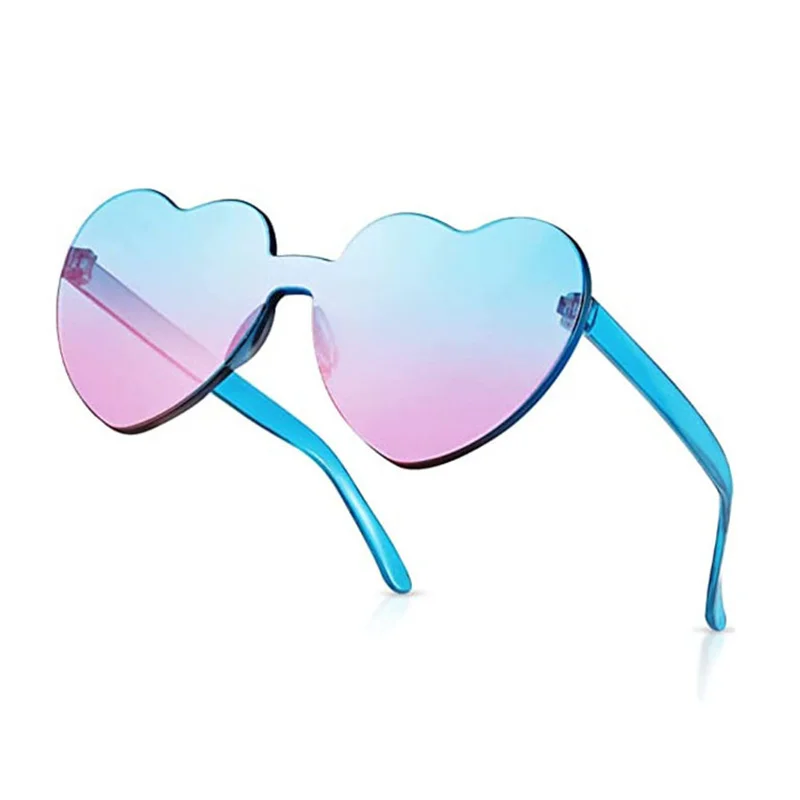 

27 Colors Thick Heart Sunglasses Women Love Sun Glasses Dazzling Jelly Color Frameless One-Piece Eyeglasses For Party