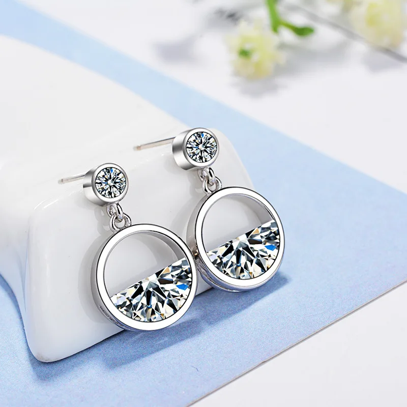 

100% 925 Sterling Silver Diamond Gemstone Drop Earring for Women Aros Mujer Oreja Natural Diamond Gemstone Orecchini Females