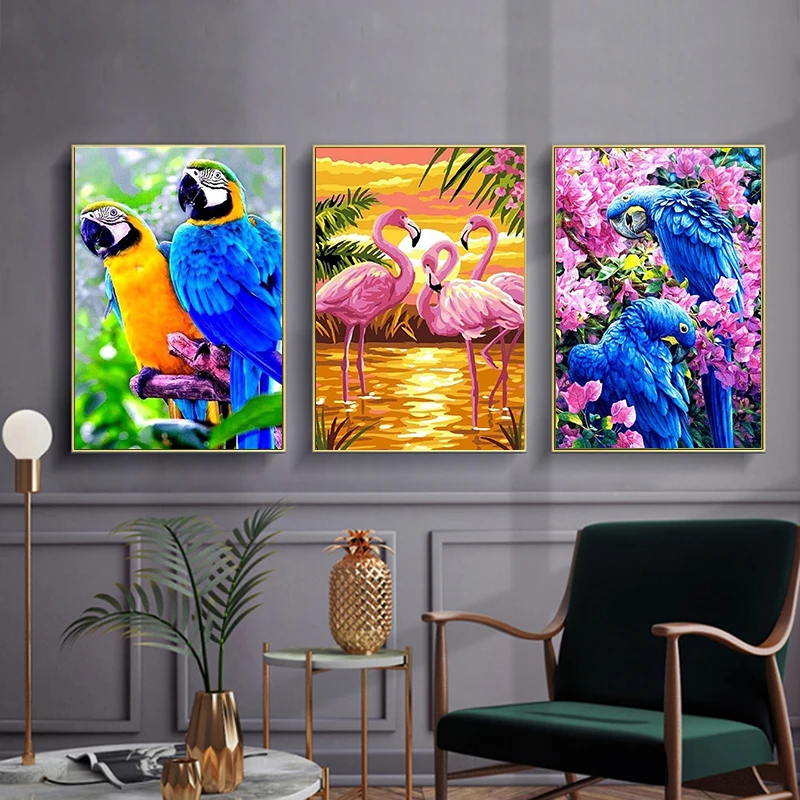 

5D DIY Diamond Painting Cat Parrot Flamingo Embroidery Mosaic Picture Full Drill Cross Stitch Craft Kit Home Decor Birthday Gift