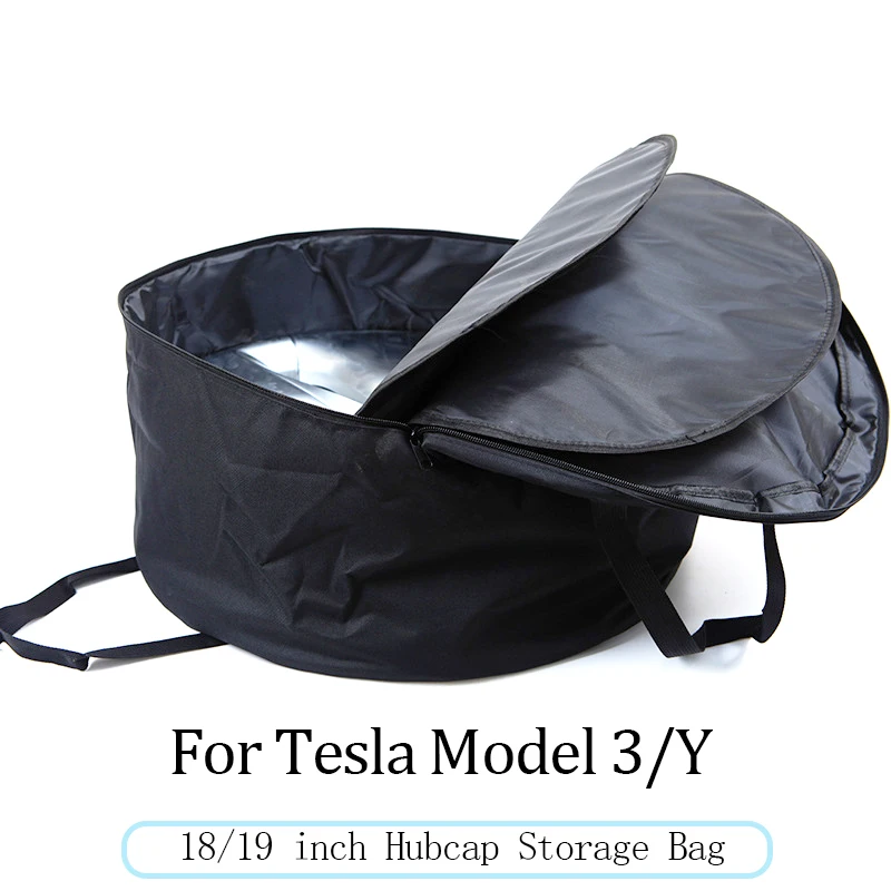 

For Tesla Model 3/Y 18/19 Inch Hubcap Storage Bag Car Spare Tire Cover Wheel Protector Dustproof Waterproof Tires Storage Bag