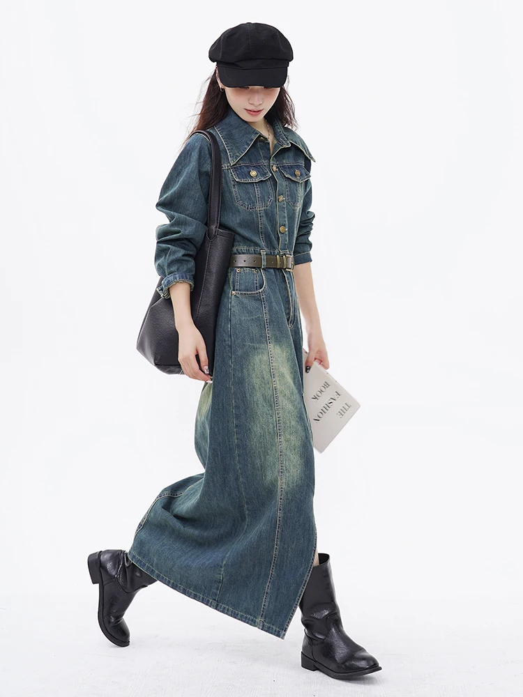 Hanada витрина Htmeme художественная галерея ~ джинсовое платье для женщин весна-осень