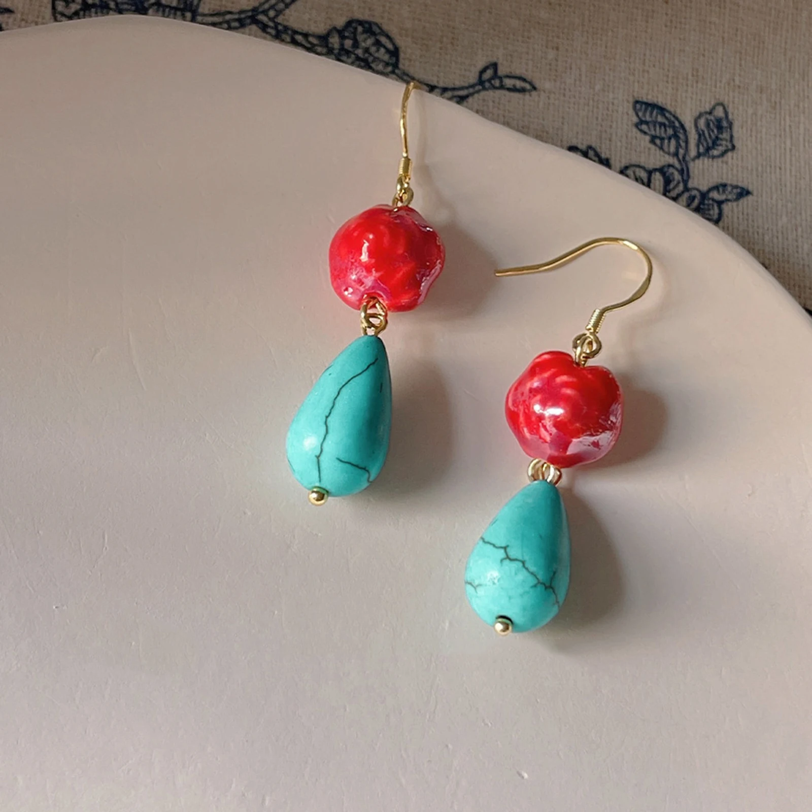 

1 Pair Elegant Ceramic Rose Drop Drop Earrings Simple Pendants Women Earrings For Girl Party Ear Jewelry Trendy Gift 5.1x2.1 cm