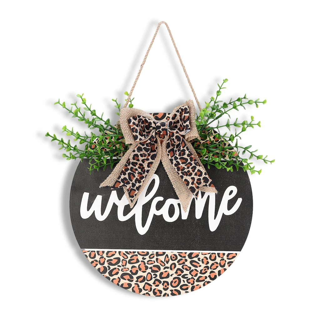 

Круглая Праздничная вечеринка, приветственная вывеска, дверь, деревянная доска с растениями, подвеска для крыльца, спальни, гостиной, украш...