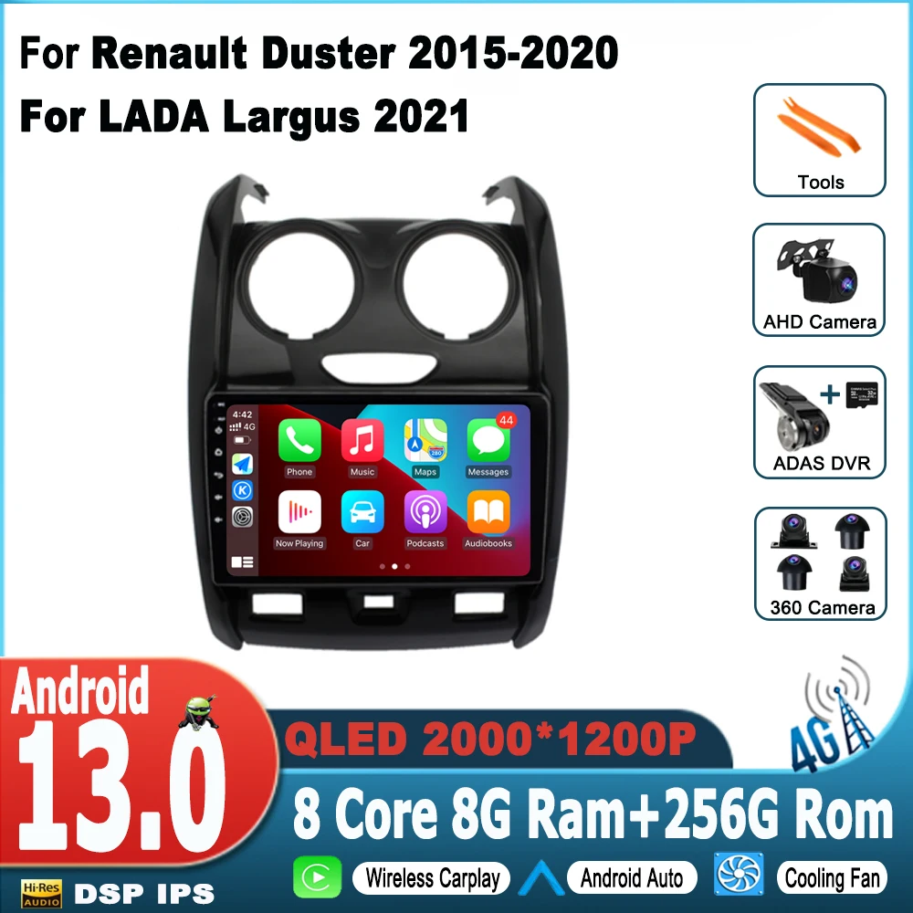 

2din Android 13 Auto Car Radio Multimedia For Renault Duster 2015 - 2020 For LADA Largus 2021 2 din Stereo Carplay 4G GPS