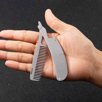 1pcs silver stainless steel folding comb for men anti static mustache comb wholesale hairdressing styling beard comb