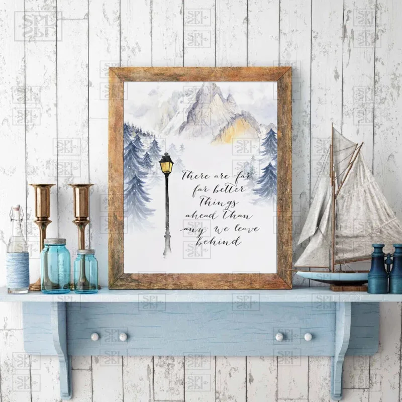

C.s. Lewis Quote Canvas Print Narnia Text Wall Picture Home Decoration Gallery Street Lamp Posters Pine Forest Wall Art Painting