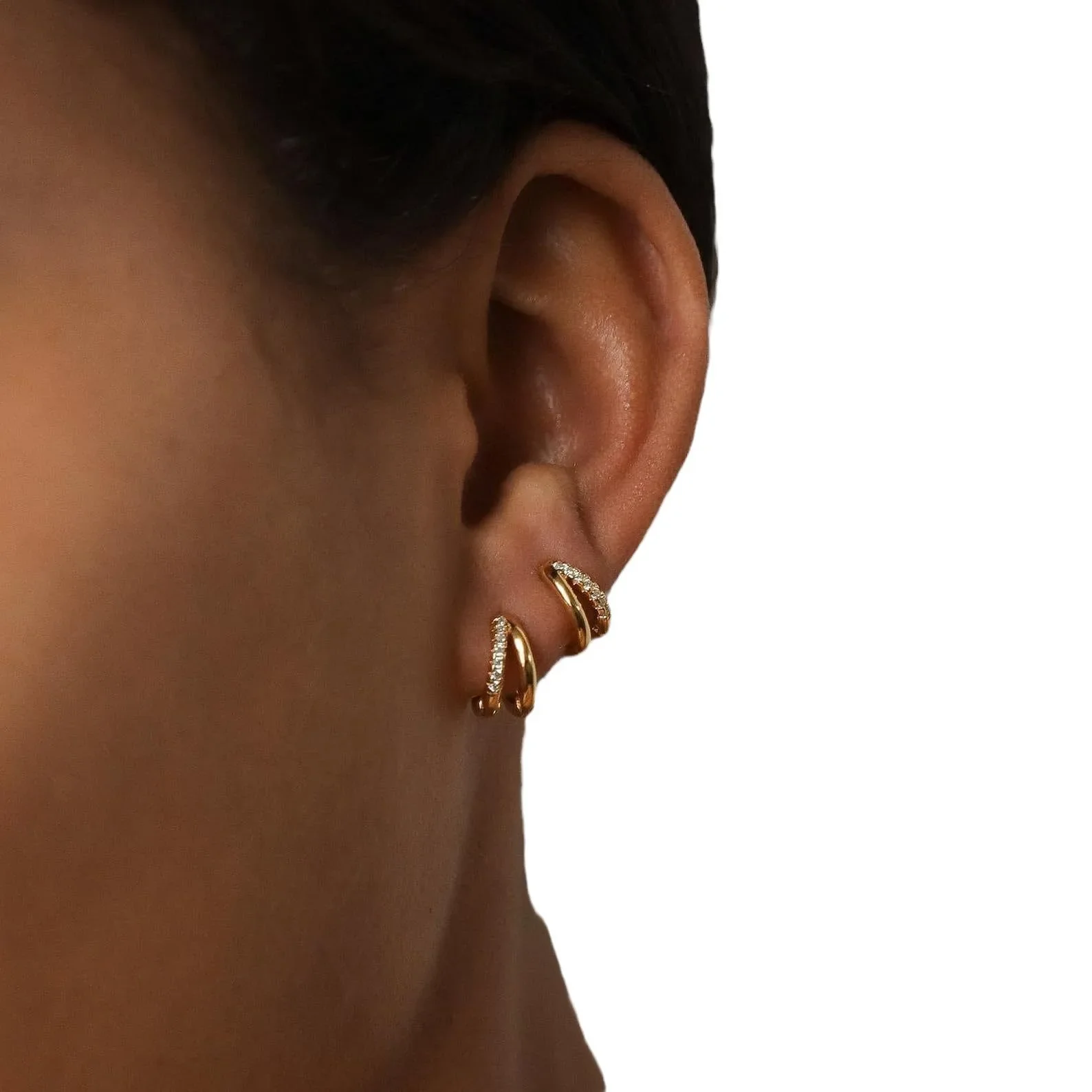 Универсальные золотые полукруглые серьги-гвоздики Европейский и американский