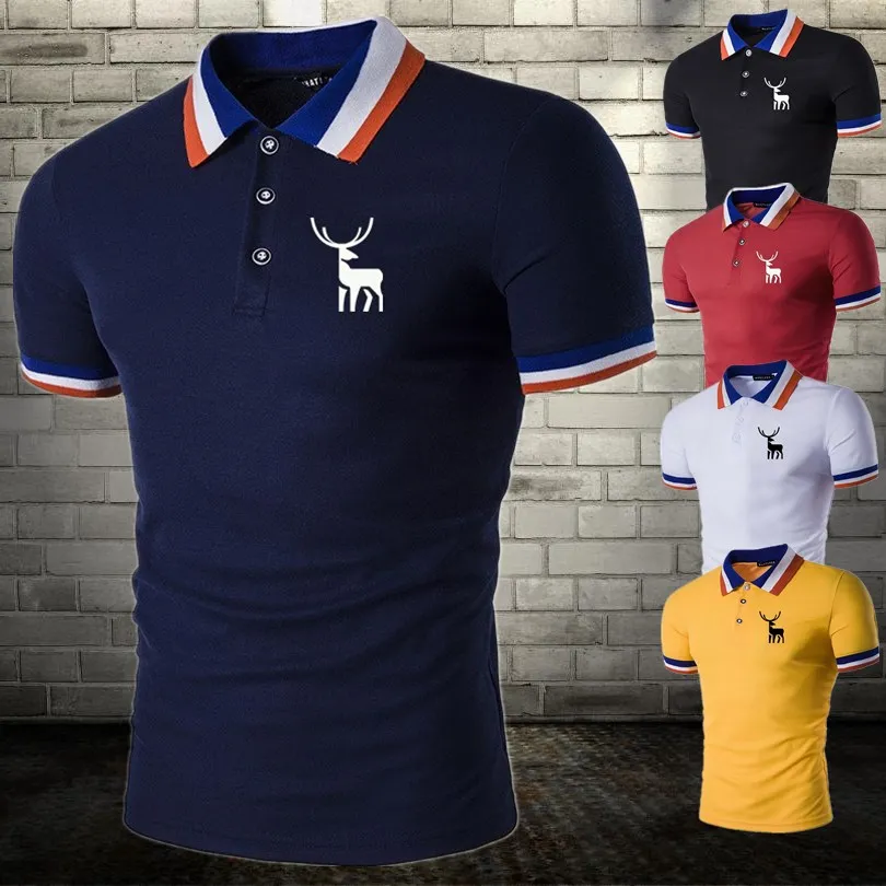 

Summer Short Sleeve T-Shirt Men's Lapel Polo Shirt Simple Versatile Top