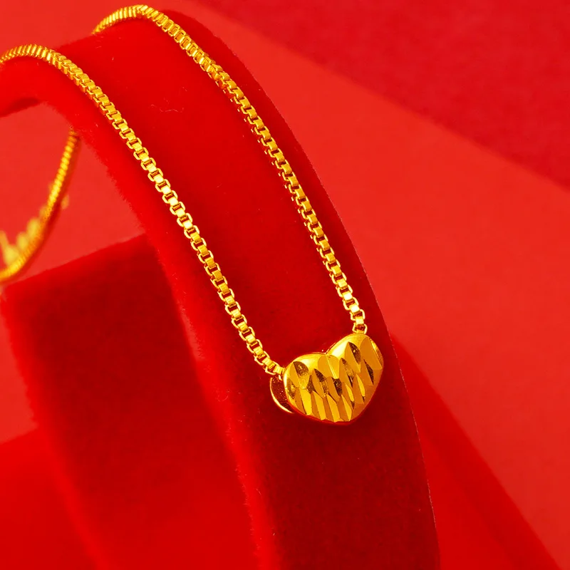 

3D Hard 18k Gold Small Peach Heart Pendant Pendant for Women Bride Wedding Engagement Luxury Chain Not Fade Fine Jewelry