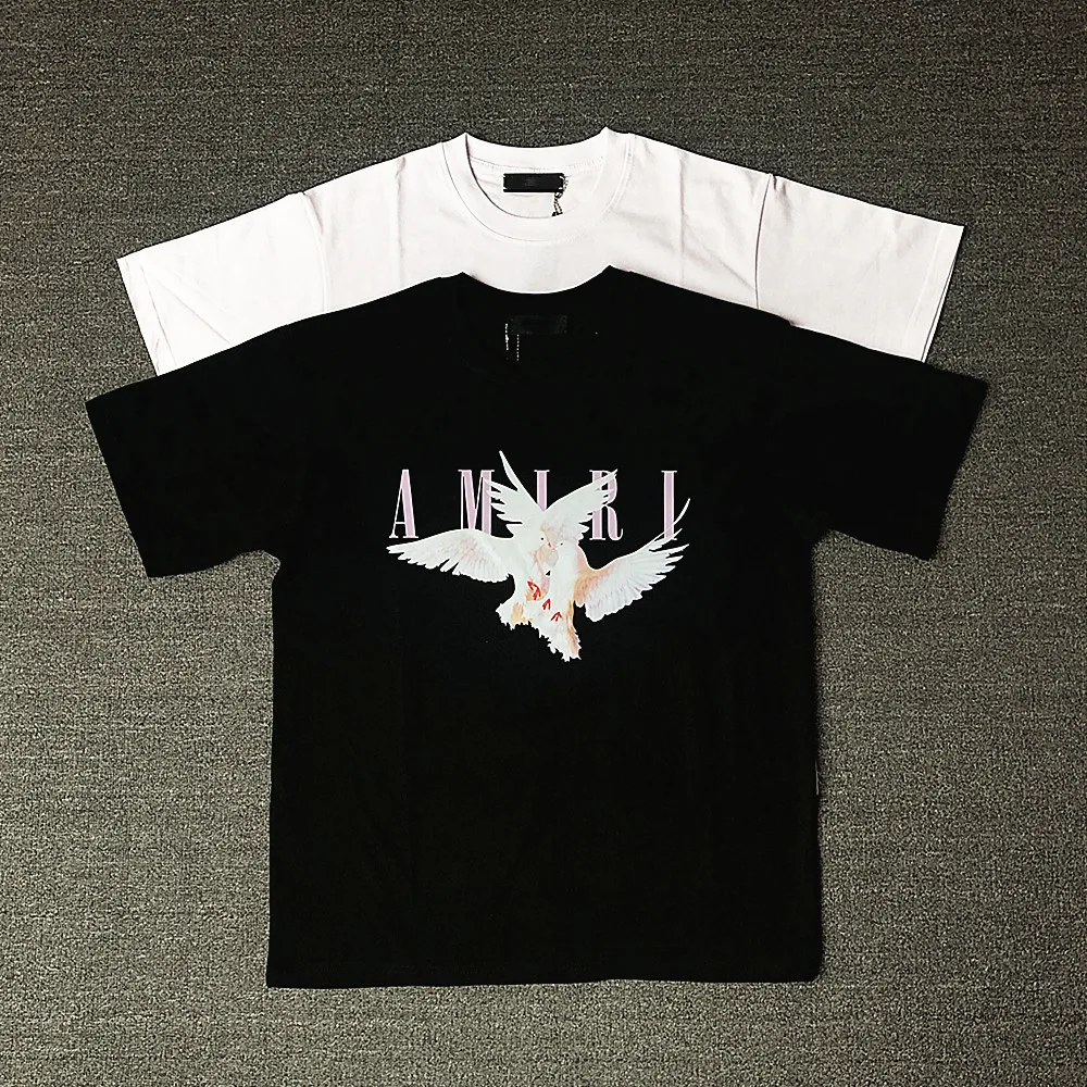 

2023 New Kanye West Hip Hop Streetwear Dove Of Peace Printed Short Sleeve T-shirt For Men Women Summer Casual Fashion Tops Tees