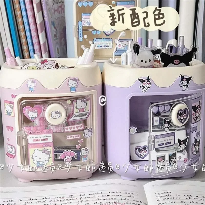 

Kawaii Sanrio Kuromi Hello kitty Pen Holder Desktop Melody Cinnamoroll Diy Storage Box Makeup Brush Storage Tube Pen Holder Gift