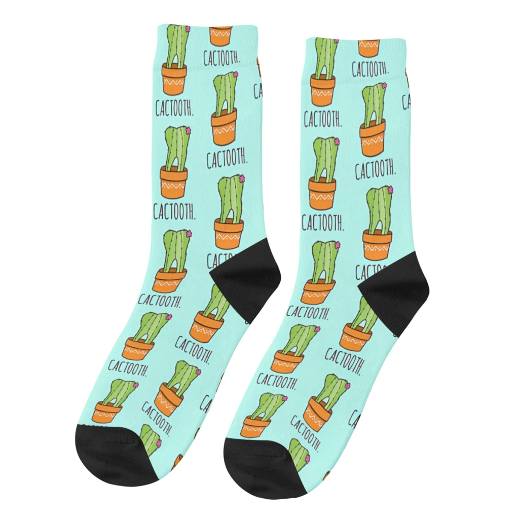 

Винтажные мужские носки Cactooth С КАКТУСОМ, забавные зубы, унисекс, с принтом в стиле хип-хоп, забавные круглые носки, подарок