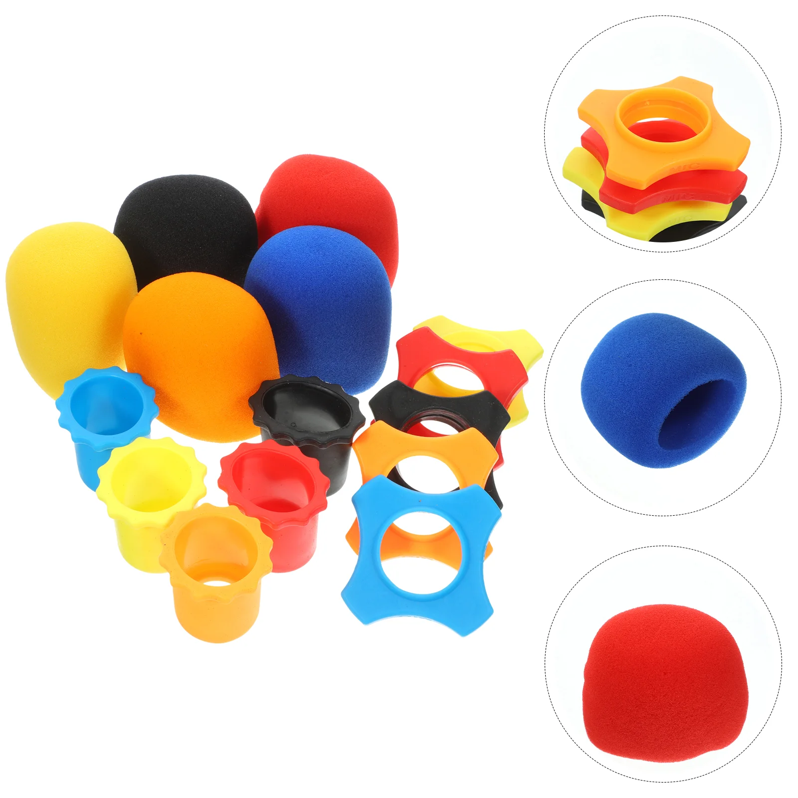 

15 Pcs Microphone Accessories Cover Windscreen Bottom Wireless Case Protective Ring Sponge Mics